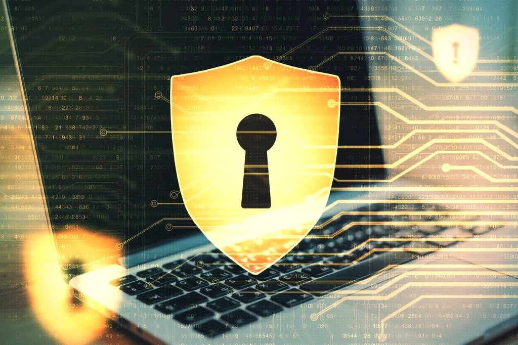 Cybersecurity shield protecting digital systems, illustrating what is GRC and the role of IT auditing and GRC.